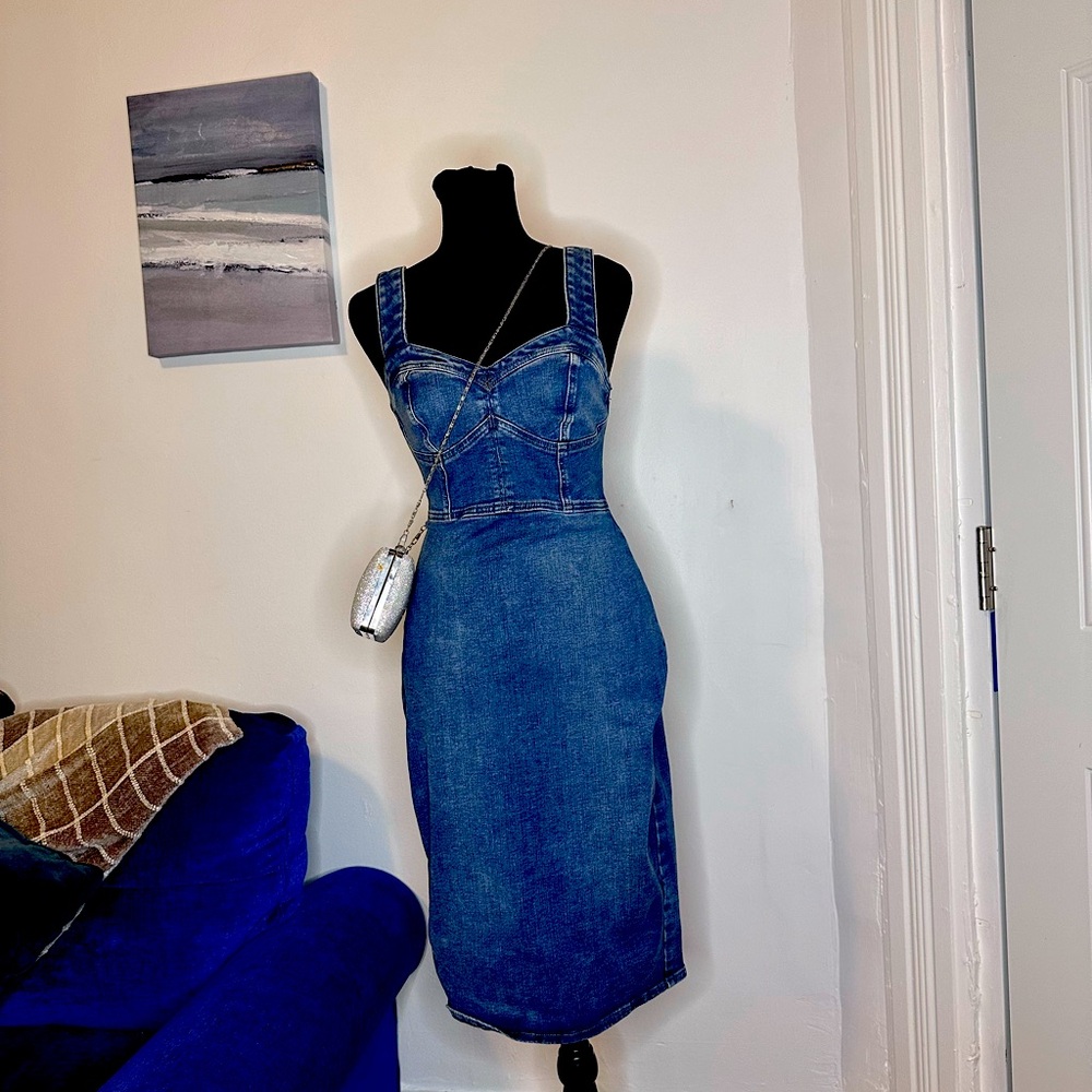 Express brand sweetheart neckline corset style denim dress size 0